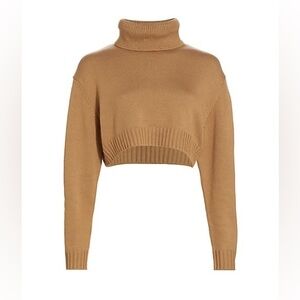 NWT Ronny Kobo Collection Sarki Cropped Pullover Sweater in Camel S